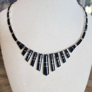 Taxco Black Onyx and Sterling Silver Necklace